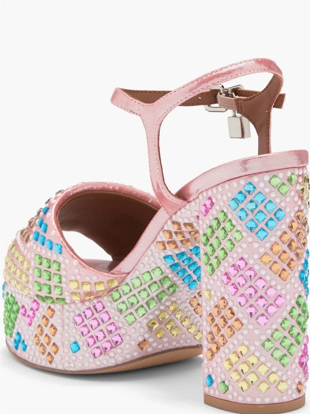 Kurt Geiger London Brixton Multicolor Jeweled Platform Sandals Open Pink. Sz 7.5